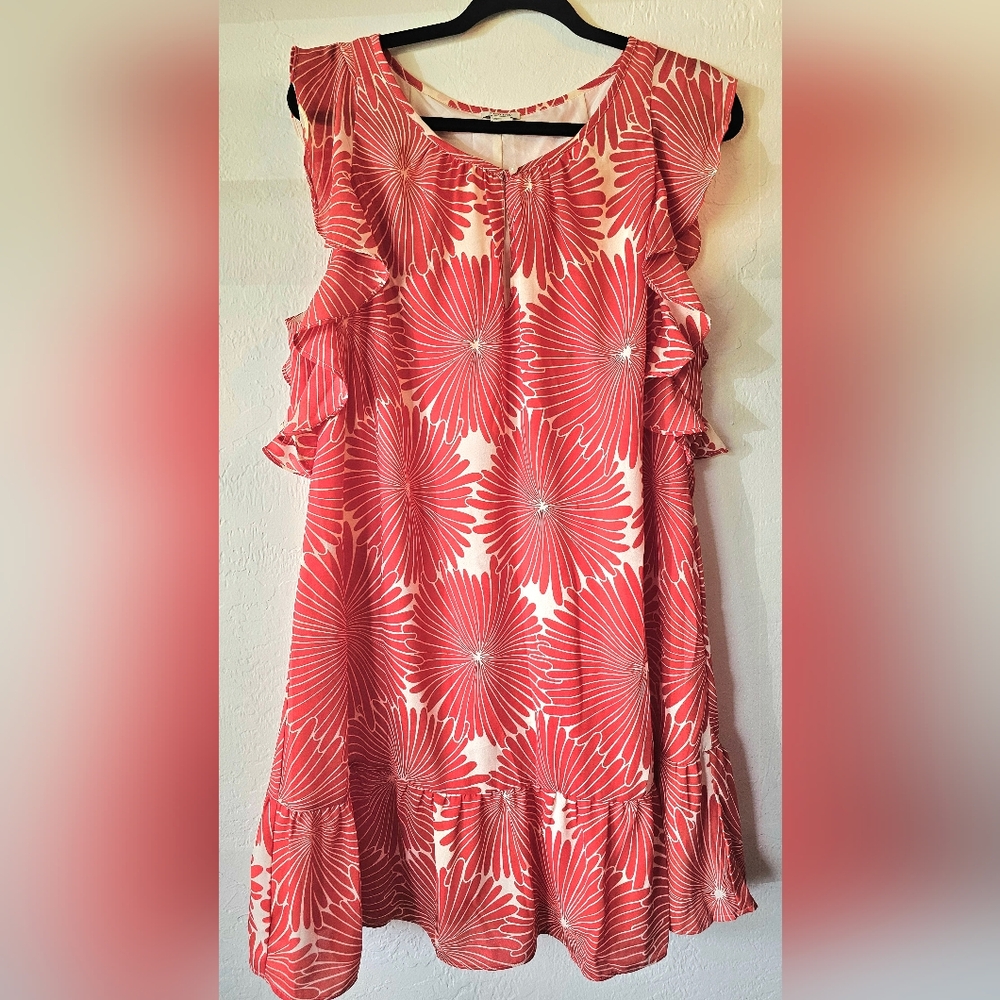 Floral Sleeveless Red Dress